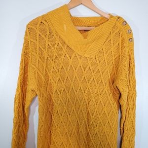Jeanne Pierre Yellow Knit Sweater Dress M